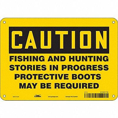 CONDOR 486P78 Safety Sign 7 in x 10 in Polyethylene