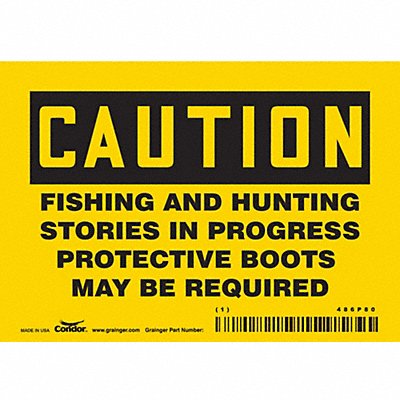 CONDOR 486P80 Safety Sign 3 1/2 in x 5 in Vinyl