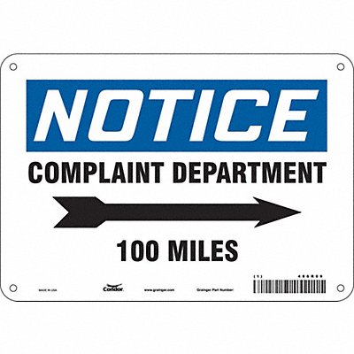 CONDOR 486R09 Safety Sign 7 in x 10 in Aluminum