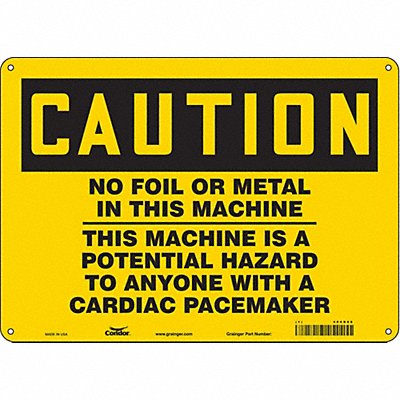 CONDOR 486R66 Safety Sign 10 in x 14 in Aluminum