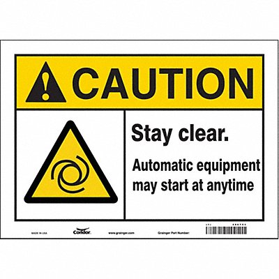 CONDOR 486T53 Safety Sign 10 in x 14 in Vinyl