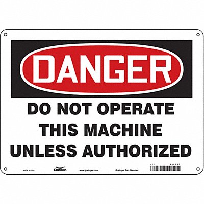 CONDOR 486T67 Safety Sign 10 in x 14 in Aluminum