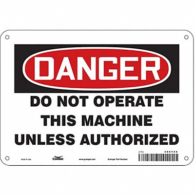 CONDOR 486T68 Safety Sign 7 inx10 in Polyethylene