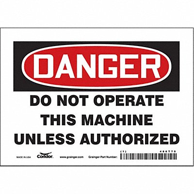 CONDOR 486T70 Safety Sign 5 inx7 in Vinyl