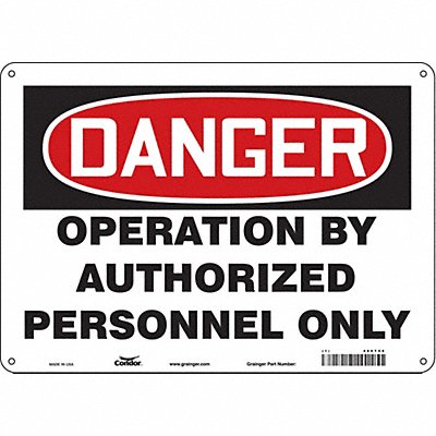CONDOR 486T96 Safety Sign 10 in x 14 in Polyethylene