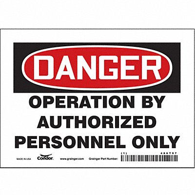 CONDOR 486T97 Safety Sign 5 in x 7 in Vinyl