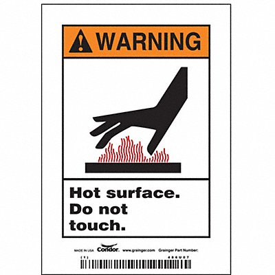 CONDOR 486U07 Safety Sign 5 inx3 1/2 in Vinyl PK5