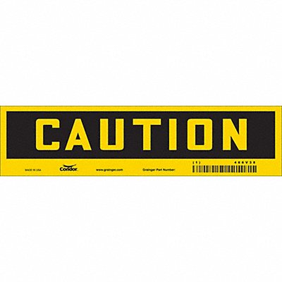 CONDOR 486V38 Safety Sign 2.25in x 9in Vinyl