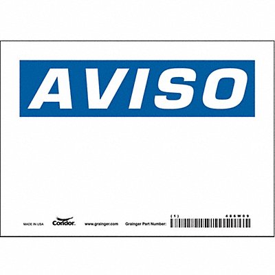 CONDOR 486W09 Safety Sign 5 in x 7 in Vinyl