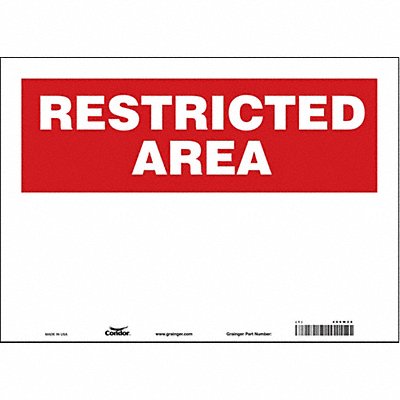 CONDOR 486W26 Safety Sign 10 inx14 in Vinyl