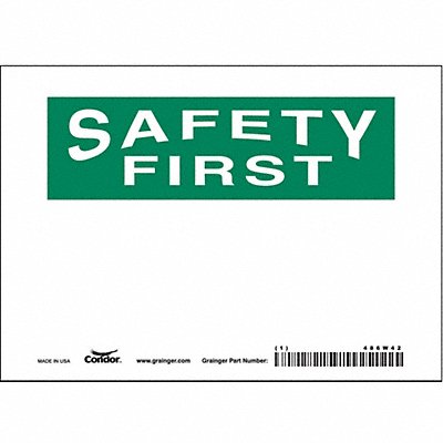 CONDOR 486W42 Safety Sign 5 inx7 in Vinyl