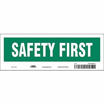 CONDOR 486W54 Safety Sign 3.5in x 10in Vinyl