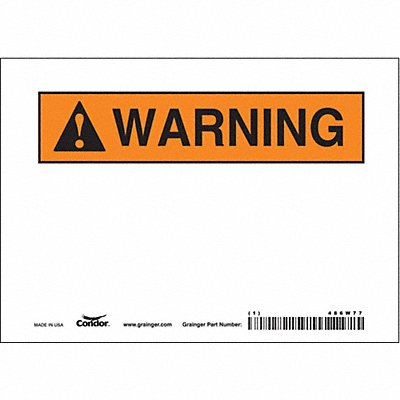 CONDOR 486W77 Safety Sign 5 inx7 in Vinyl