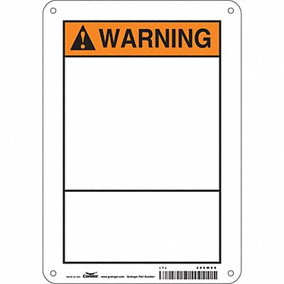 CONDOR 486W88 Safety Sign 10 inx7 in Aluminum