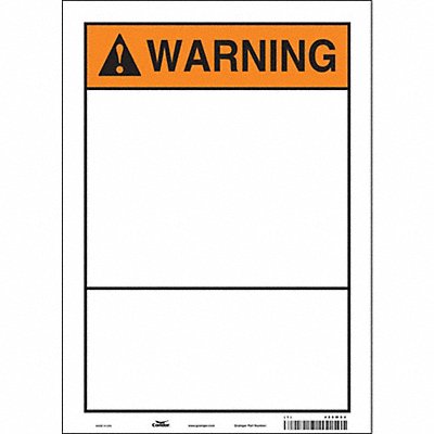 CONDOR 486W94 Safety Sign 14 in x 10 in Vinyl