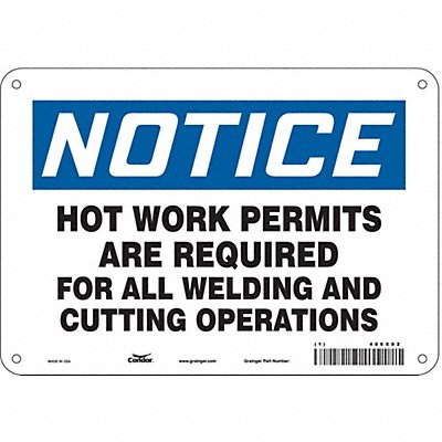 CONDOR 486X02 Safety Sign 7 in x 10 in Aluminum