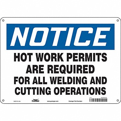 CONDOR 486X03 Safety Sign 10 inx14 in Aluminum