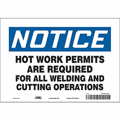 CONDOR 486X06 Safety Sign 7 in x 10 in Vinyl