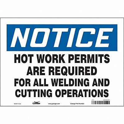 CONDOR 486X07 Safety Sign 10 in x 14 in Vinyl