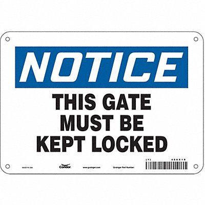 CONDOR 486X18 Safety Sign 7 in x 10 in Polyethylene