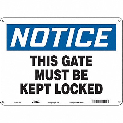 CONDOR 486X19 Safety Sign 10 in x 14 in Polyethylene