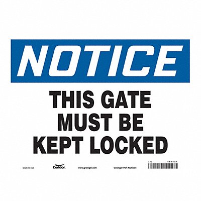 CONDOR 486X21 Safety Sign 10 in x 14 in Vinyl