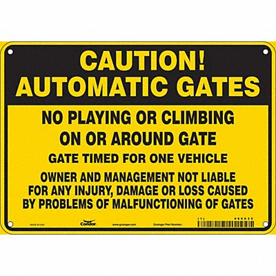 CONDOR 486X25 Safety Sign 7 in x 10 in Polyethylene