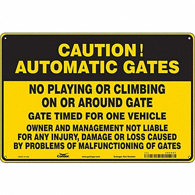 CONDOR 486X27 Safety Sign 24 in x 36 in Polyethylene