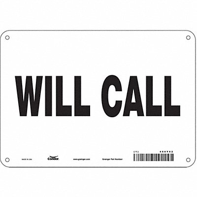 CONDOR 486Y92 K1874 Safety Sign 7 in x 10 in Aluminum
