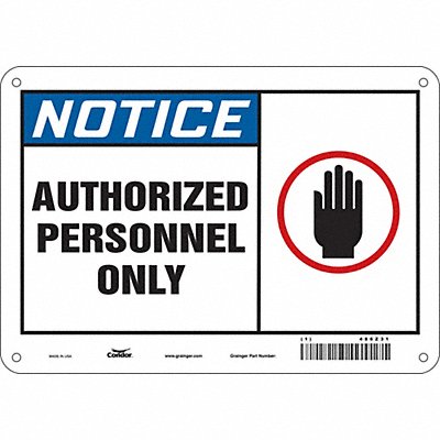 CONDOR 486Z31 Safety Sign 7 in x 10 in Aluminum