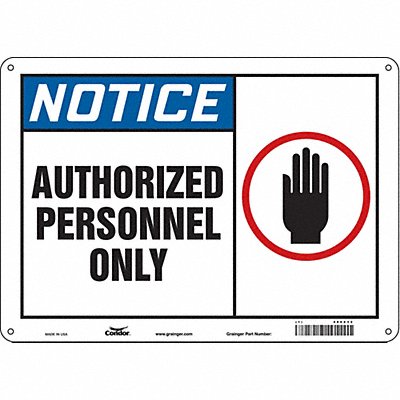 CONDOR 486Z32 Safety Sign 10 inx14 in Aluminum