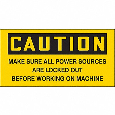 CONDOR 487C98 Safety Sign 2.25in x 4.5in Vinyl PK2