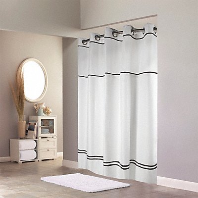 HOOKLESS HBH40MYS0110SL74 Shower Curtain 74 in L Black White