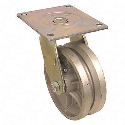 GRAINGER P21SC060R15VG1 V-Groove Track-Wheel Plate Castor Swivel