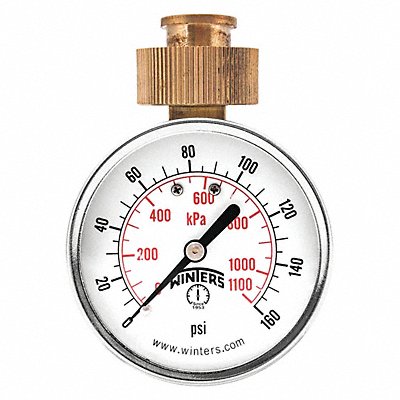 WINTERS PETW213 Pressure Gauge 0 to 160 psi Range
