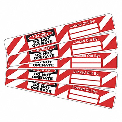 BRADY 121449 Lockout Tag 4 H x 5/8 W Vinyl PK5