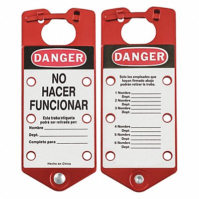 BRADY 39481 Lockout Hasp Red Aluminum 7-1/2 L PK5