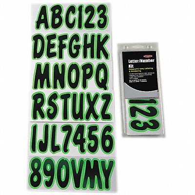 HARDLINE PRODUCTS GBLKKI200 Number and Letter Combo Kit Black/Green