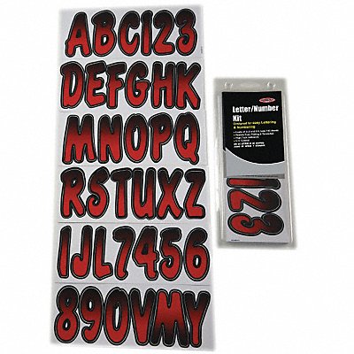 HARDLINE PRODUCTS GREBKG200 Number and Letter Combo Kit Red/Black