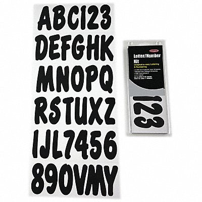 HARDLINE PRODUCTS GBLK200EC Number and Letter Combo Kit Black 3 in.H