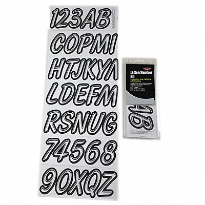 HARDLINE PRODUCTS GWHBKG400 Number and Letter Combo Kit White 3in.H
