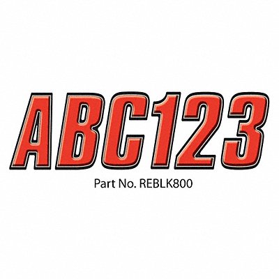 HARDLINE PRODUCTS GREBLK800 Number and Letter Combo Kit Red 3 in H