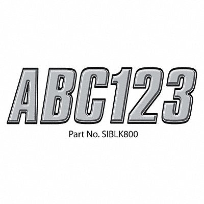 HARDLINE PRODUCTS GSIBLK800 Number and Letter Combo Kit Silver 3in.H