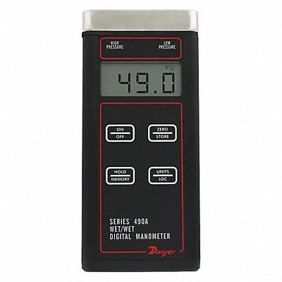 DWYER 490A5 Hydronic Manometer 0 to 1000 psi LCD