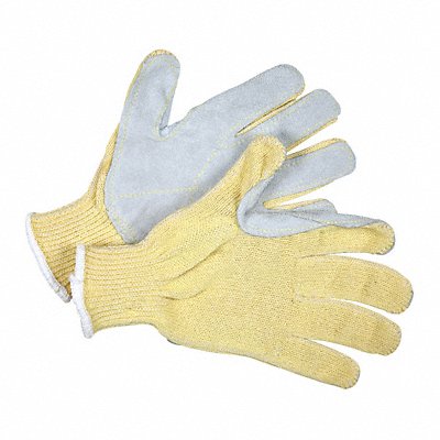 MCR SAFETY 9380L Leather Gloves Yellow L PK12