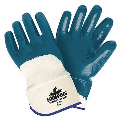 MCR SAFETY 9760 Chemical Gloves L 11in.L Blue/White PK12
