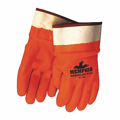 MCR SAFETY 6710F Chemical Gloves L 11-1/2 L Orng PK12