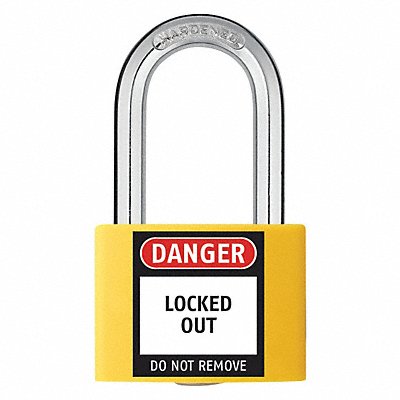 GRAINGER 48JR45 Lockout Padlock KA Yellow 2 H PK6