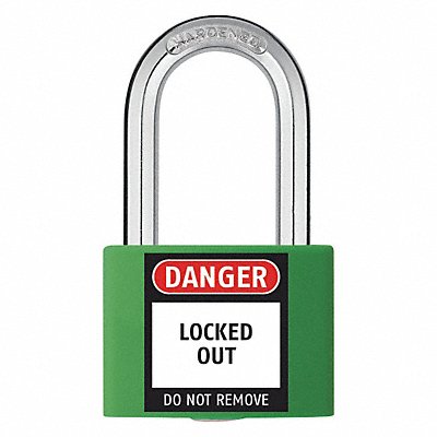 GRAINGER 48JR41 Lockout Padlock KA Green 2 H