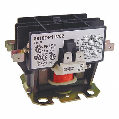 SQUARE D 8910DP12V02Y248 Contactor 600Vac 20Amp Dp +Options